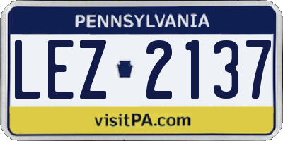 PA license plate LEZ2137