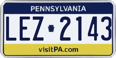 PA license plate LEZ2143