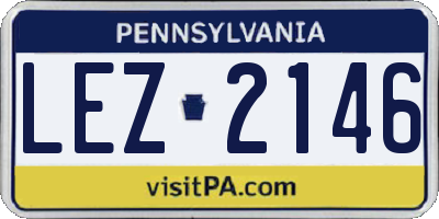 PA license plate LEZ2146