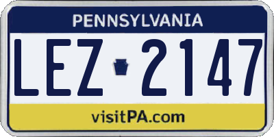 PA license plate LEZ2147