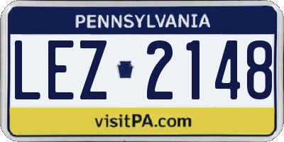 PA license plate LEZ2148