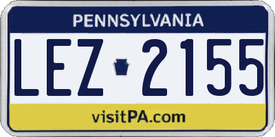 PA license plate LEZ2155