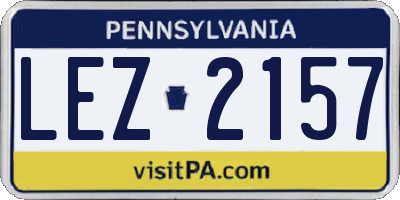 PA license plate LEZ2157