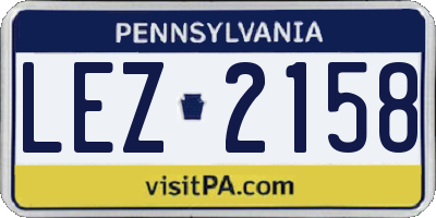 PA license plate LEZ2158