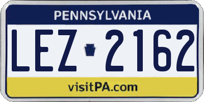 PA license plate LEZ2162