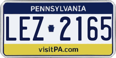 PA license plate LEZ2165
