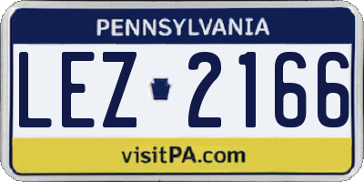 PA license plate LEZ2166