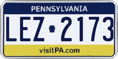 PA license plate LEZ2173