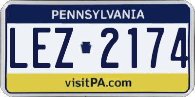 PA license plate LEZ2174