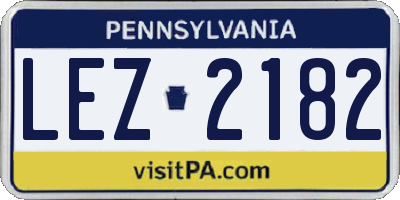 PA license plate LEZ2182