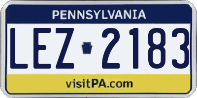 PA license plate LEZ2183
