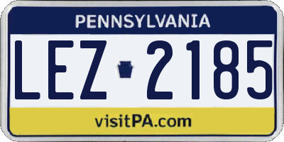 PA license plate LEZ2185