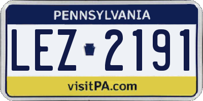 PA license plate LEZ2191