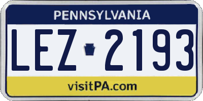 PA license plate LEZ2193
