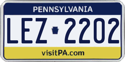 PA license plate LEZ2202