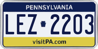 PA license plate LEZ2203