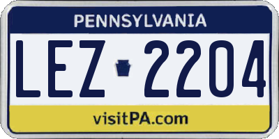 PA license plate LEZ2204