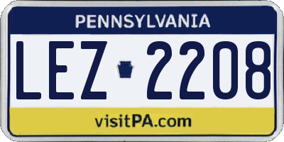 PA license plate LEZ2208