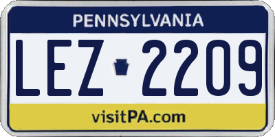 PA license plate LEZ2209