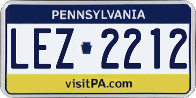 PA license plate LEZ2212