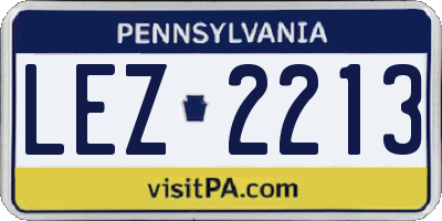 PA license plate LEZ2213