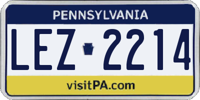 PA license plate LEZ2214