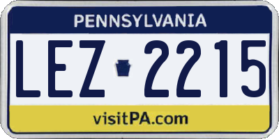 PA license plate LEZ2215