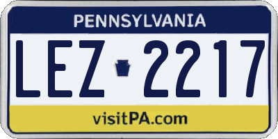 PA license plate LEZ2217