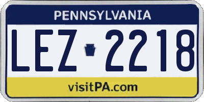 PA license plate LEZ2218