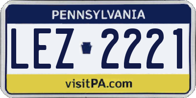 PA license plate LEZ2221