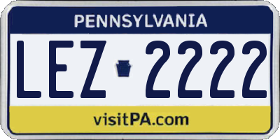PA license plate LEZ2222