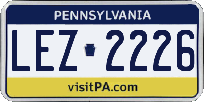 PA license plate LEZ2226