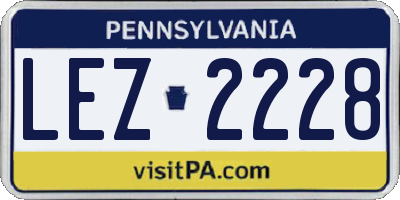 PA license plate LEZ2228