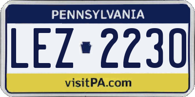 PA license plate LEZ2230