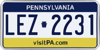 PA license plate LEZ2231