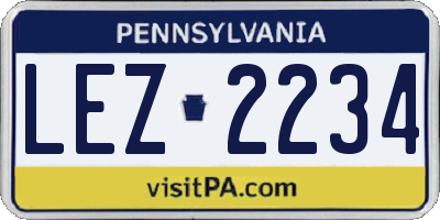 PA license plate LEZ2234