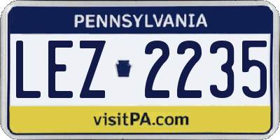 PA license plate LEZ2235