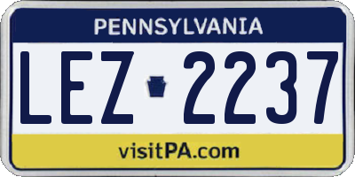 PA license plate LEZ2237