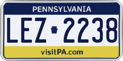 PA license plate LEZ2238