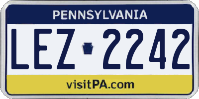 PA license plate LEZ2242