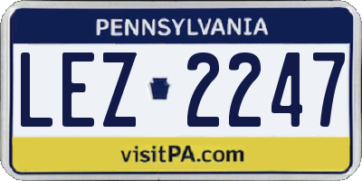 PA license plate LEZ2247