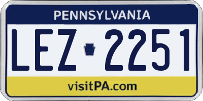 PA license plate LEZ2251