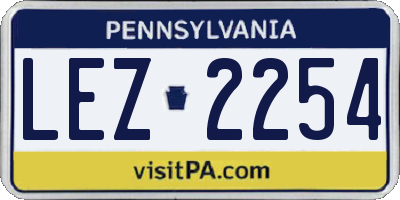 PA license plate LEZ2254
