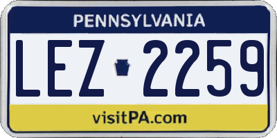 PA license plate LEZ2259