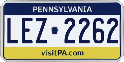 PA license plate LEZ2262
