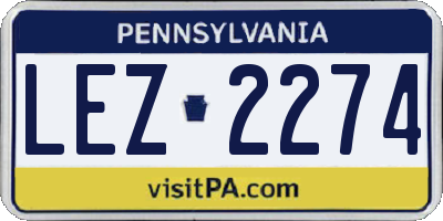 PA license plate LEZ2274