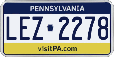 PA license plate LEZ2278