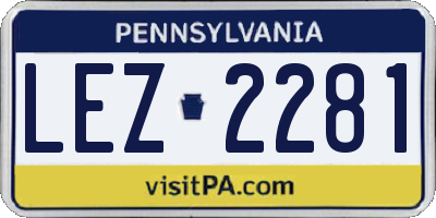 PA license plate LEZ2281