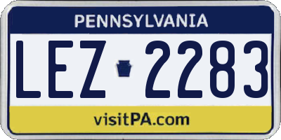 PA license plate LEZ2283