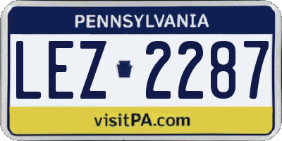 PA license plate LEZ2287